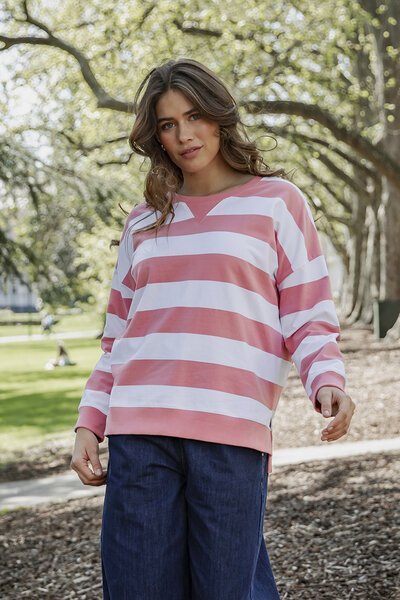 Elm Billie Block Stripe Crew-new-Preen
