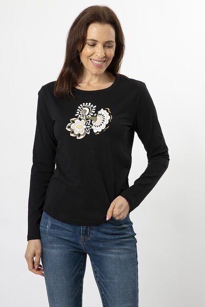 Stella + Gemma Folk Floral L-S Tee-new-Preen