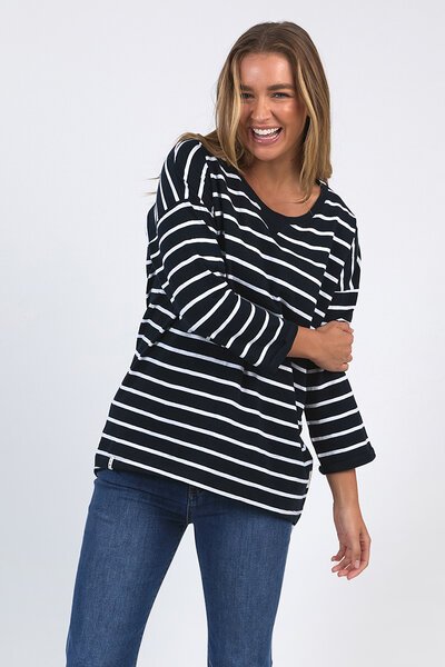 Elm Stripe Annie 3-4 Sleeve Tee-new-Preen