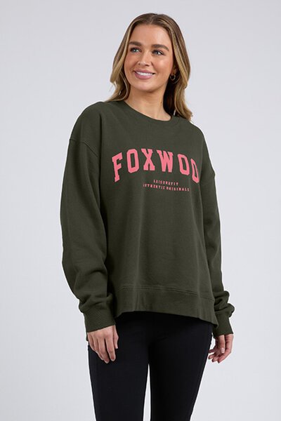 Foxwood Dark Khaki with Coral Interval Crew-new-Preen