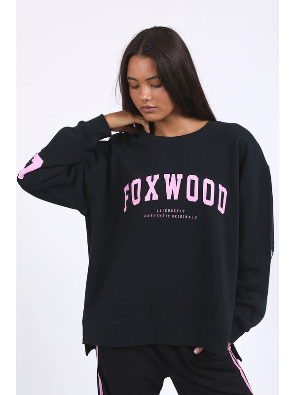 Foxwood Black with Neon Pink Interval Crew