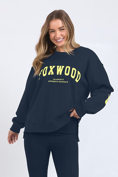 Foxwood Navy with Neon Yellow Interval Crew-new-Preen