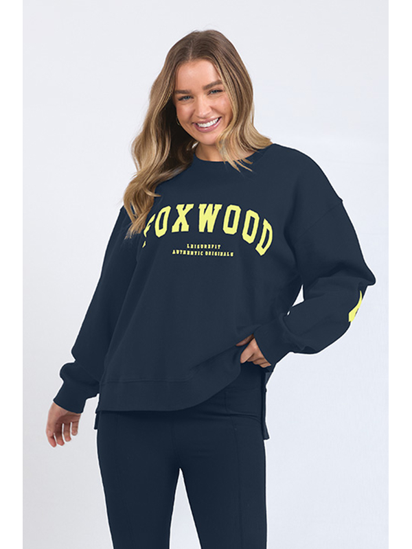 Foxwood Navy with Neon Yellow Interval Crew