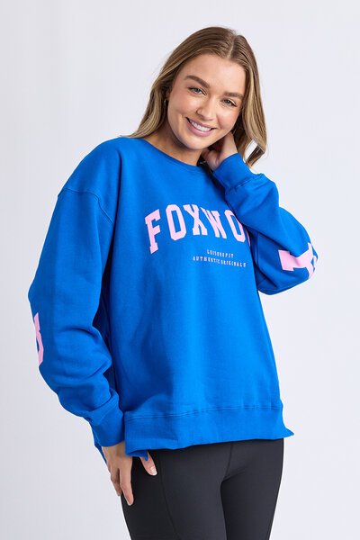 Foxwood Cobalt with Neon Pink Interval Crew-new-Preen