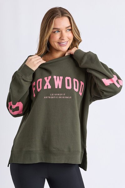 Foxwood Dark Khaki with Coral Interval Crew-new-Preen