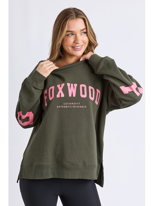 Foxwood Dark Khaki with Coral Interval Crew