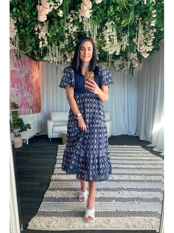 Charlo Rosetta Embroidered Dress