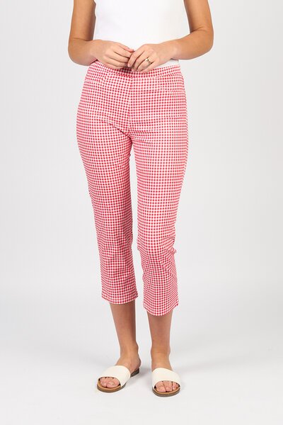 Vassalli Slim 7-8 Lightweight Pull On Pant - Gingham-new-Preen