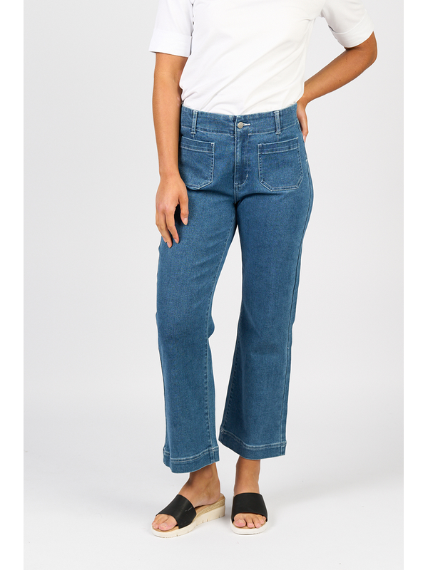 Vassalli Wide Ankle Grazer Jean - Blue Hue