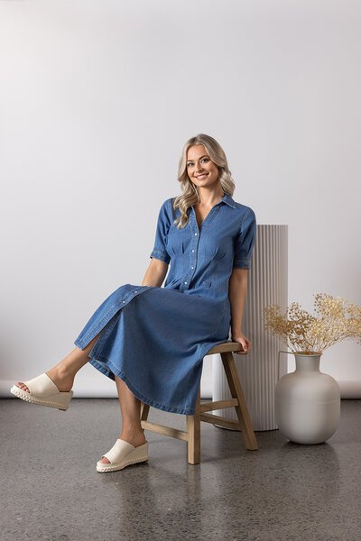 Vassalli Button Up Front Dress-new-Preen