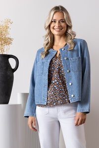 Vassalli Collarless Denim Jacket