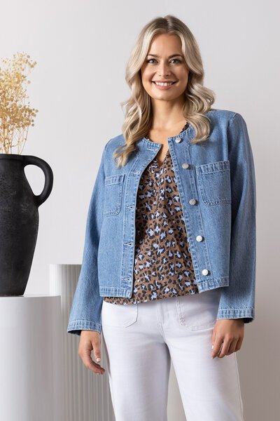 Vassalli Collarless Denim Jacket-new-Preen