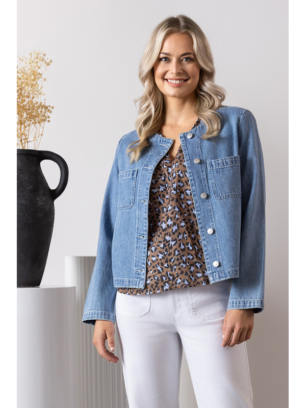 Vassalli Collarless Denim Jacket