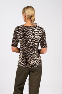Vassalli 3-4 Sleeve Round Neck Top - Leopard
