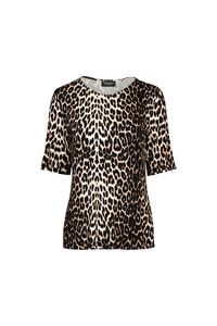 Vassalli 3-4 Sleeve Round Neck Top - Leopard