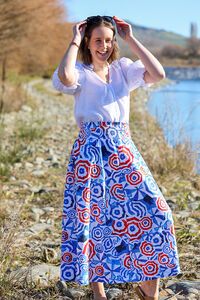 Foil A-Line Shirred Waist Skirt