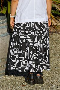 Foil A-Line Shirred Waist Skirt