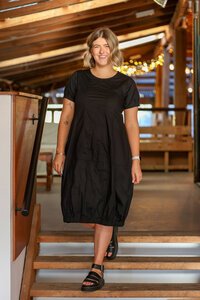 Foil Plain Pleated Midi Dress