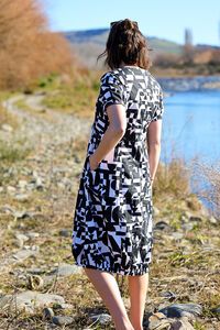 Foil Print Pleated Midi Dress