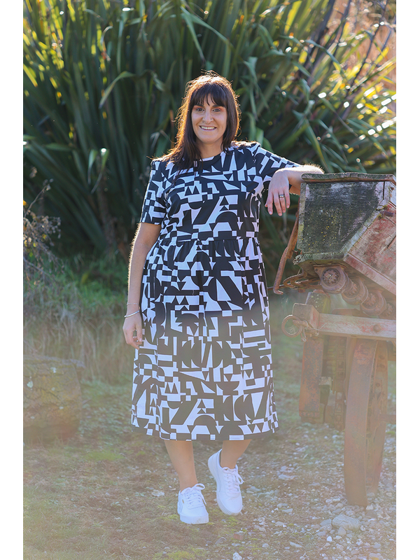 Foil Back Keyhole Dress