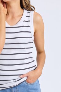 Foxwood Iris Stripe Tank Charcoal