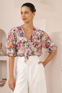 Iris Maxi Painterly Floral Frill Blouse