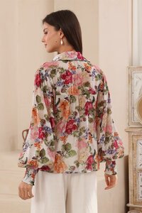 Iris Maxi Painterly Floral Lace Trim Blouse