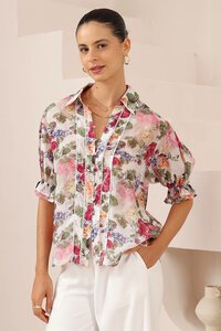 Iris Maxi Painterly Floral Short Sleeve Blouse