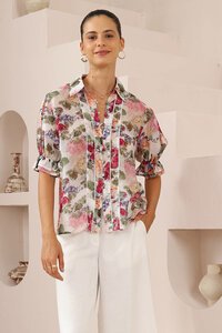 Iris Maxi Painterly Floral Short Sleeve Blouse