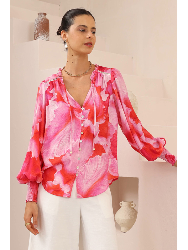 Iris Maxi Jovie Ruffle Neck Blouse