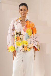 Iris Maxi Hibiscus Balloon Sleeve Blouse