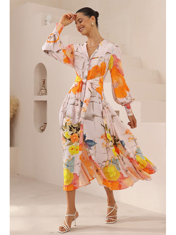 Iris Maxi Hibiscus Maxi Dress