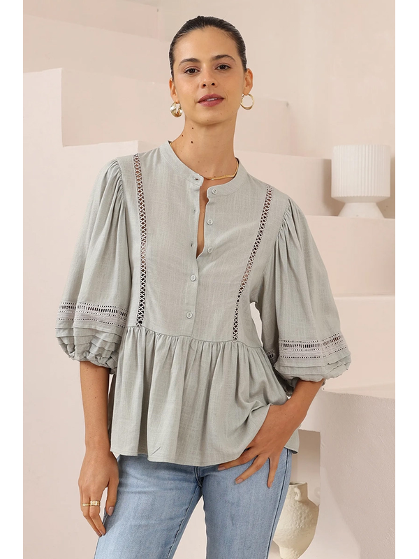 Iris Maxi Boho Pintuck Blouse