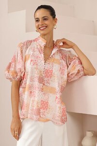 Iris Maxi Pastel Bandana Patchwork Blouse