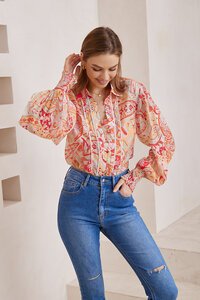 Iris Maxi Paisley Lace Trim Shirt