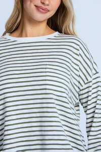 Stella + Gemma Herbal Stripe Drop Shoulder Tee