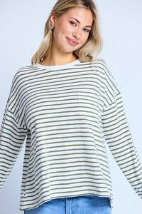 Stella + Gemma Herbal Stripe Drop Shoulder Tee