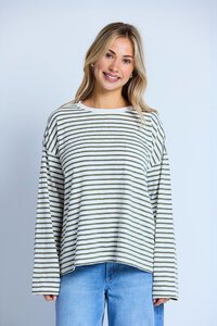 Stella + Gemma Herbal Stripe Drop Shoulder Tee