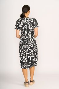 Foil Print Pleated Midi Dress