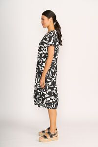 Foil Print Pleated Midi Dress
