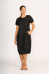 Foil Plain Pleated Midi Dress