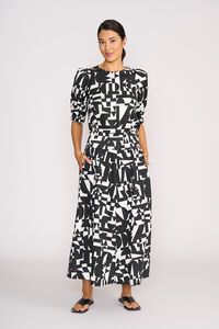 Foil A-Line Shirred Waist Skirt