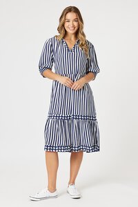 Threadz Harlequin Stripe Tier Dress