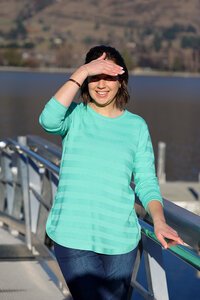 Foil Stripe Scoop Jumper