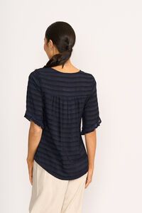 Preen Scoop Ruffle Sleeve Stripe Top