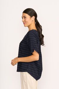 Preen Scoop Ruffle Sleeve Stripe Top