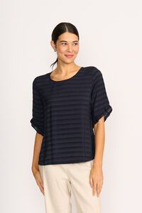 Preen Scoop Ruffle Sleeve Stripe Top
