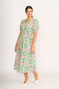 Foil Shirred Empire Line Dress