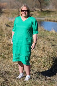 Foil Plain Trim Time Dress