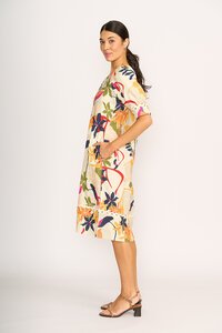 Foil Print Trim Time Dress